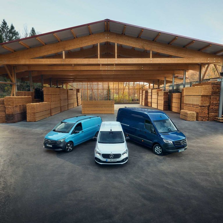 Mercedes-Benz Transporter Range bei S&G: Citan, Vito und Sprinter nebeneinander – günstig finanzieren oder leasen für Gewerbekunden.
